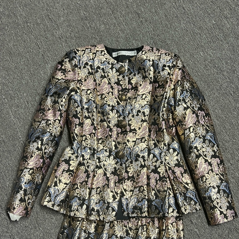 Gold, fancy jacket and skirt suit